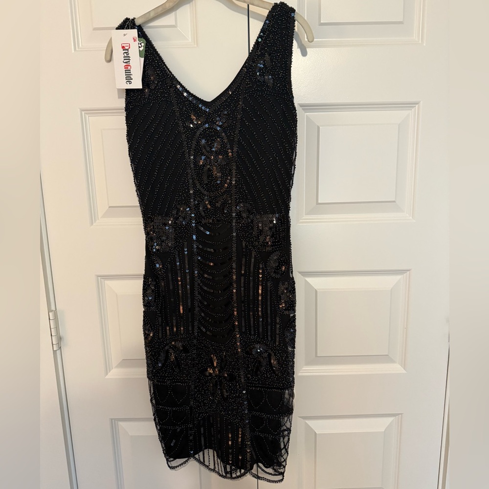 Cachet Black Sequin Midi Dress